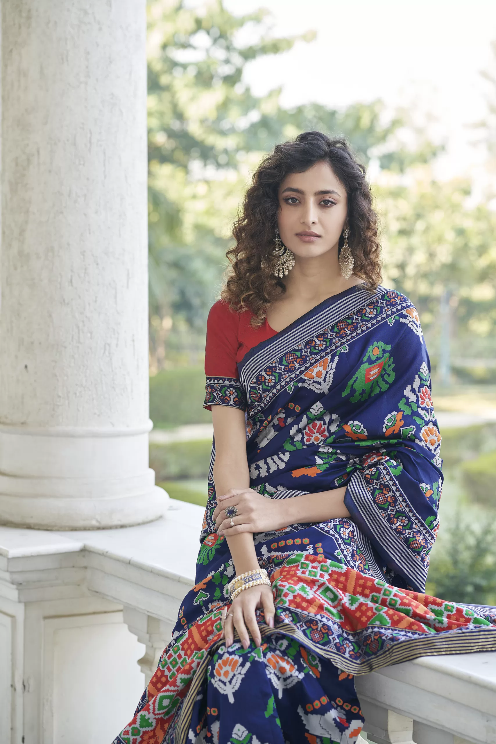 Pleasing Navy Blue Weaving Patola Silk Wedding Wear Saree